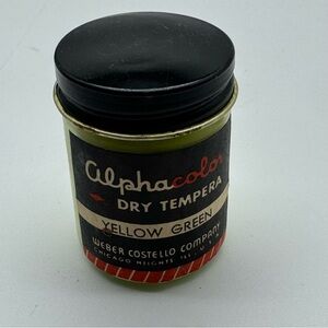 Weber Costello Alphacolor Dry Tempera Powder Paint Vintage 1960 Yellow Green